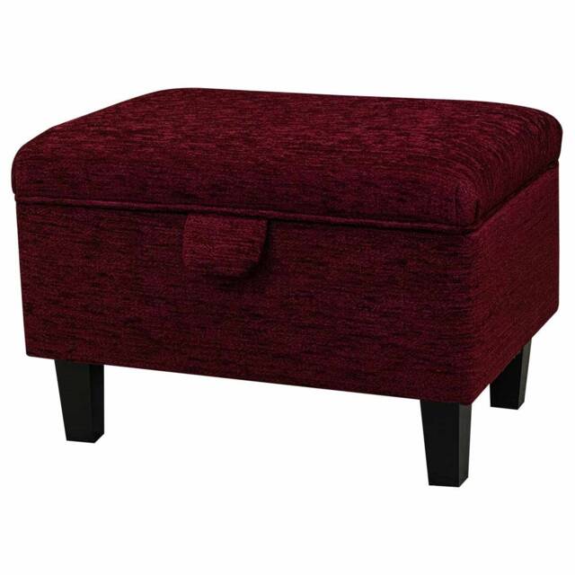 Handmade Claret Red Storage Ottoman - Portobello Boucle Fabric Bespoke British Made - image 1