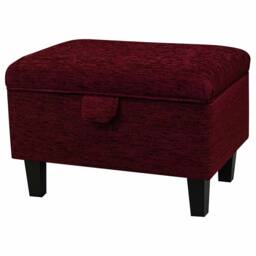 Handmade Claret Red Storage Ottoman - Portobello Boucle Fabric Bespoke British Made