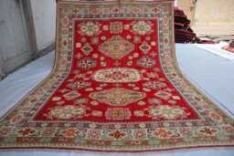 4'9x6'9 Handmade Medallion Wool Area Rug, New Kazak Design Farmhouse Afghan Luxury Bedroom Livingroom Office D??cor Rug - thumbnail 1