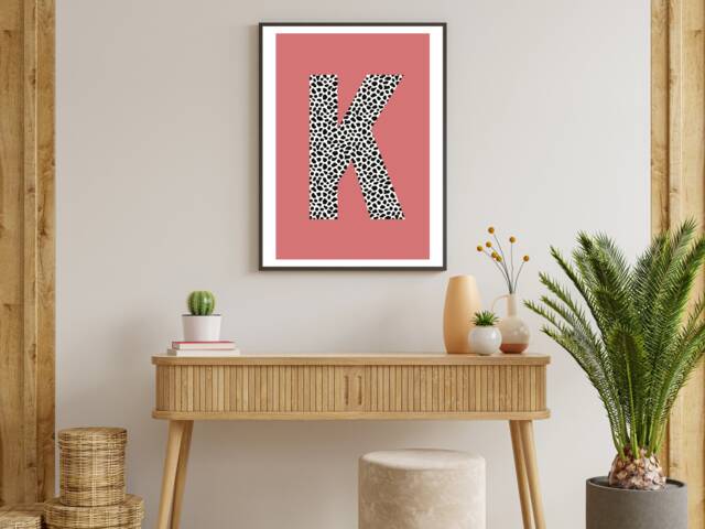 Animal Initial Print Colour Choice Personalised - Kids Children Home Playroom Bedroom Gift Bespoke A5 A4 A3 Framed - image 1