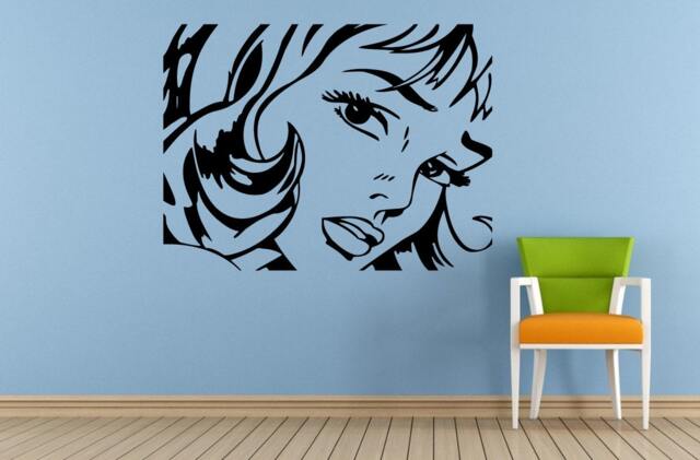 Beautiful Face Woman Girl Eye's Lips Hair Salon Spa Wall Or Car Vinyl Peal & Stick Removable Sticker Decal L1587 - image 1