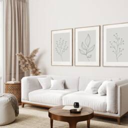 Sage Green Bedroom Prints, Neutral Wall Set Of 3 Botanical Beige Home Decor, Living Room Art - thumbnail 3