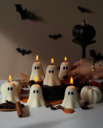 Handmade Ghost Candle Spooky Halloween Soy Wax Decor - thumbnail 1