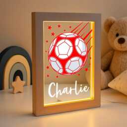 Personalised Led Football Frame, Night Light Gift, Gifts For Bedroom, Birthday Kids, Boys Bedroom Nursery - thumbnail 2