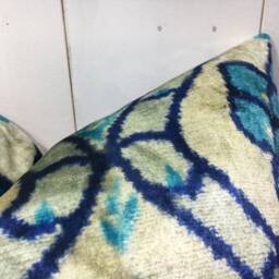 Ikat Silk Pillow Cover - 24x24, Handwoven Floral Cushion - thumbnail 2