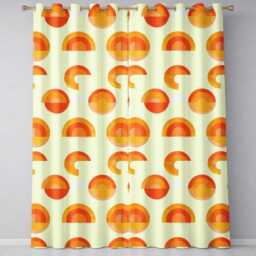 Minimal Abstract Half Circle Sunset Pattern Seamless Readymade Eyelet Ring Top Thermal 100% Blackout Curtains - thumbnail 2