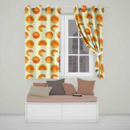 Minimal Abstract Half Circle Sunset Pattern Seamless Readymade Eyelet Ring Top Thermal 100% Blackout Curtains - thumbnail 1