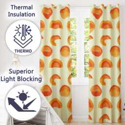 Minimal Abstract Half Circle Sunset Pattern Seamless Readymade Eyelet Ring Top Thermal 100% Blackout Curtains - thumbnail 3