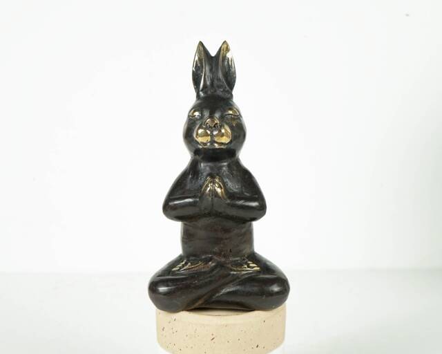 Bronze Rabbit Yoga Figurine, 5.2 - image 1