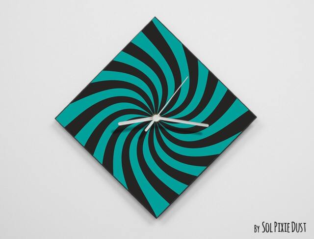 Turquoise Retro Optical Illusion Wall Clock - image 1