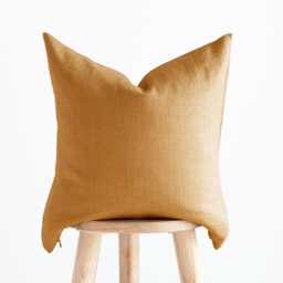 Mustard Yellow Linen Pillow Cover Handmade Throw Pillow, Custom Size & Color - thumbnail 2