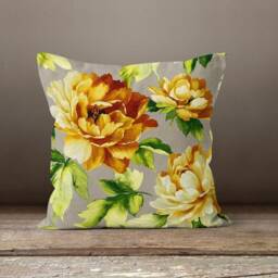 Grey Yellow White Floral Pillow Case/Flower Farmhouse Pillow/Decorative Throw Pillow/Leave Pattern Pillowcase/Summer Trend Pillows/Home Gift - thumbnail 2