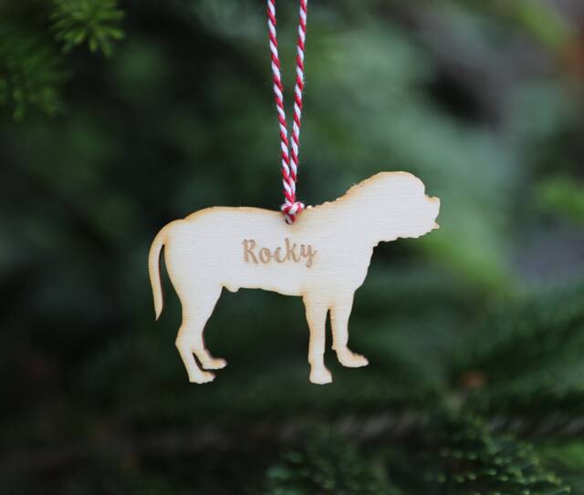 Personalised Bullmastiff Christmas Decoration Engraved Birch Plywood - image 1