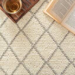 Hand Woven , Handmade Carpet Modern Style New Zealand Wool Indoor Rug. Entryway Or Runner Off White - Therugbasket - thumbnail 1