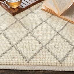 Hand Woven , Handmade Carpet Modern Style New Zealand Wool Indoor Rug. Entryway Or Runner Off White - Therugbasket - thumbnail 3