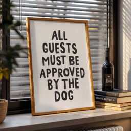 All Guests Must Be Approved By The Dog Print, Funny Typography Wall Art Owner Gift, Hallway Decor - thumbnail 3