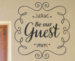 Be Our Guest - Home Front Door Entryway Welcome Room Family Kids Decorative Vinyl Wall Decal Lettering Art Decor Quo T63 - thumbnail 1