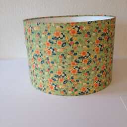 Lampshade 30 cm Wide 21 High Made With Hand Silk Screen Printed Japanese Chiyogami Paper - thumbnail 2