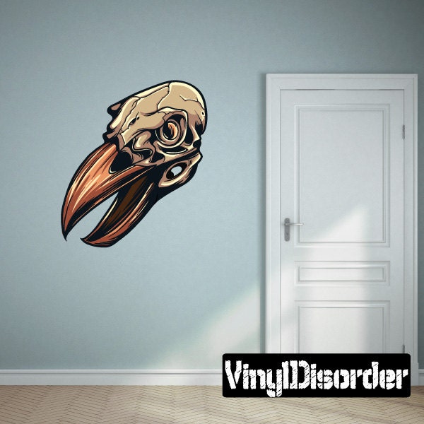 Bird Skull Wall Decal - Fabric Vinyl Removable & Reusable Birdskulluscolor006Et