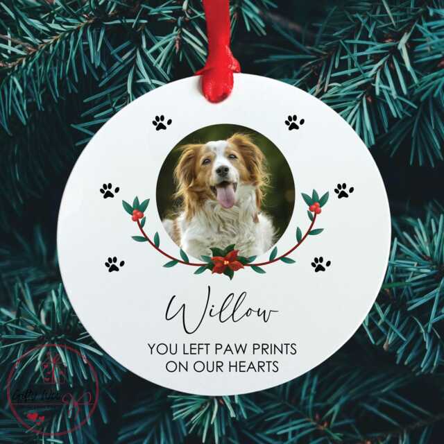 Memorial Dog Pet Photo Christmas Bauble - Memory Tree Decoration Keepsake Loss Of Pet - image 1