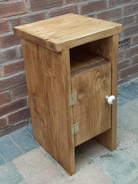 Rustic Reclaimed Wood Industrial Bedside Table, Hallway Cabinet Or Nightstand - image 1