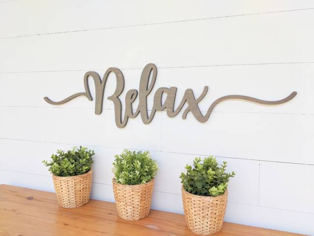 Relax Wood Sign Birch Plywood Wall Decor Farmhouse Lettering Housewarming Gift - image 1