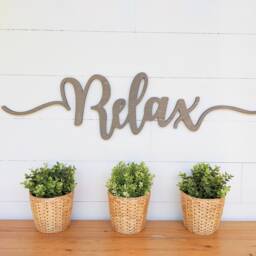 Relax Wood Sign Birch Plywood Wall Decor Farmhouse Lettering Housewarming Gift - thumbnail 2