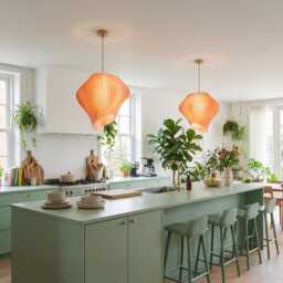 Peach Sculptural Pendant Light Wave Statement Ceiling Lamp, 50cm - thumbnail 2
