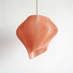 Peach Sculptural Pendant Light Wave Statement Ceiling Lamp, 50cm - thumbnail 3