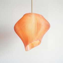 Peach Sculptural Pendant Light Wave Statement Ceiling Lamp, 50cm