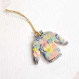 Handmade Ceramic Christmas Jumper Ornament With Colourful Glazes Stoneware Clay Xmas Decor