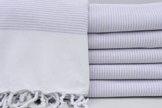 "Lilac Striped Peshtemal, Pool Towel, Organic Towel, Hammam Towel, Towel, Spa Towel, Turkish Towel, 40""x70" - image 1