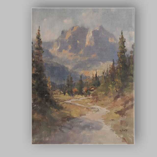 Misty Mountain Forest Valley Scenic Landscape Painting Canvas Wall Art Print Decor Picture Ready To Hang - image 1
