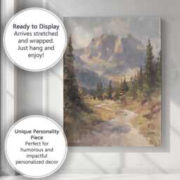 Misty Mountain Forest Valley Scenic Landscape Painting Canvas Wall Art Print Decor Picture Ready To Hang - thumbnail 3