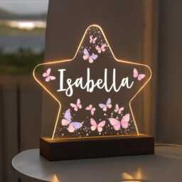 Personalised Led Butterfly Star Lamp, Kids Night Light Gift, Baby Girl Light, Birthday Gifts For Kids, Bedroom Nursery - thumbnail 2