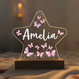 Personalised Led Butterfly Star Lamp, Kids Night Light Gift, Baby Girl Light, Birthday Gifts For Kids, Bedroom Nursery - thumbnail 3
