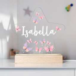 Personalised Led Butterfly Star Lamp, Kids Night Light Gift, Baby Girl Light, Birthday Gifts For Kids, Bedroom Nursery - thumbnail 4