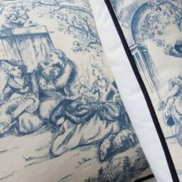 Pillow Case 40x40cm Made Of Blue Toile De Jouy French Country Style Scene Cushion Cover Beige Bedroom Decoration - thumbnail 2