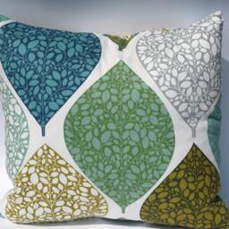Pillow Cover White Blue Green Grey Abstract Leaves Decorative Cotton Pillow Case For Throw Pillows Floor Cushions Accent Pillows - thumbnail 3