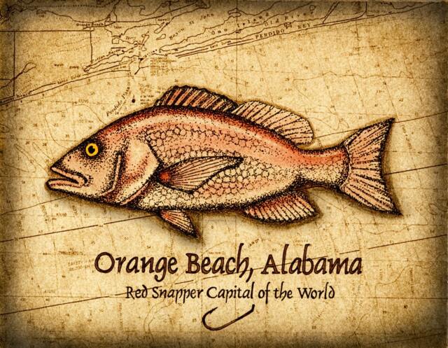 Orange Beach Red Snapper Art Print 11 X 14, Alabama, Deep Sea Fishing, Snapper, Gulf Of Mexico, Game Fish - image 1