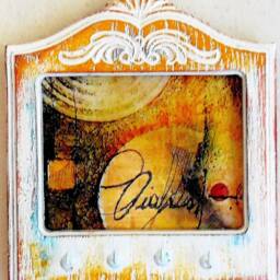 Key Holder, Hanging Handmade Acrylic & Wood Assemblage, Mixed Media Art, Abstract, Shabby Chic Gift Idea - thumbnail 2