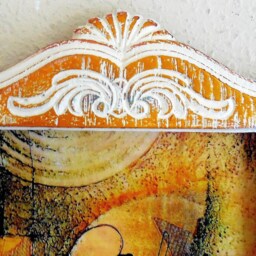 Key Holder, Hanging Handmade Acrylic & Wood Assemblage, Mixed Media Art, Abstract, Shabby Chic Gift Idea - thumbnail 4