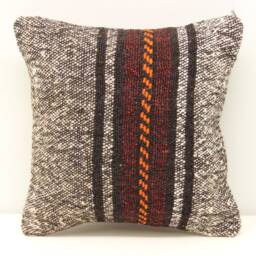Handmade Turkish Kilim Pillow Cover, Wool & Cotton, 12x12 - thumbnail 2