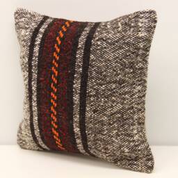 Handmade Turkish Kilim Pillow Cover, Wool & Cotton, 12x12 - thumbnail 3