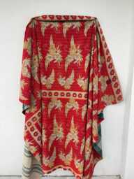 Patchwork Reversible Cotton Kantha Quilt Block Print Handmade Boho Bedspread - thumbnail 1