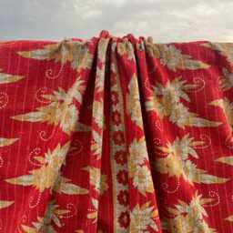 Patchwork Reversible Cotton Kantha Quilt Block Print Handmade Boho Bedspread - thumbnail 3