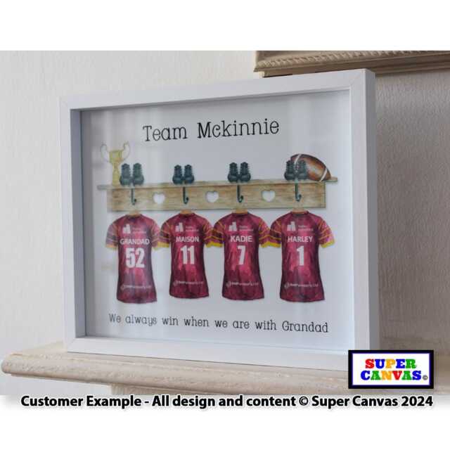 Family Rugby Team Grandparents Grandchildren Personalised Shirts Picture Framed Custom Print Handmade Anniversary Birthday Gift - image 1