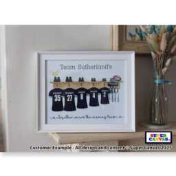 Family Rugby Team Grandparents Grandchildren Personalised Shirts Picture Framed Custom Print Handmade Anniversary Birthday Gift - thumbnail 4