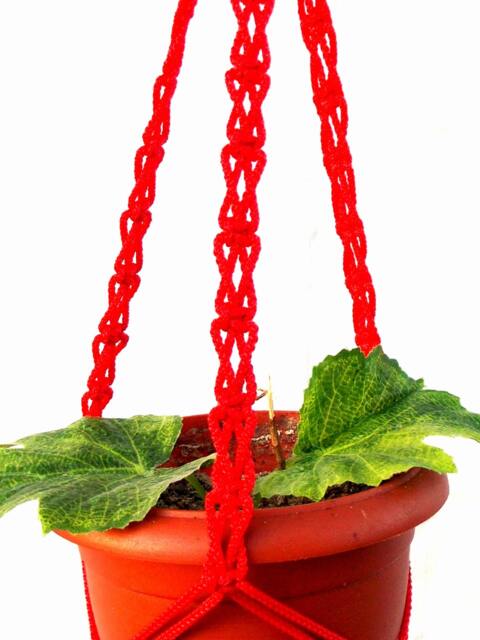 Red Macrame Plant Hanger 20 Inches 3mm Mini Plant Holder Hanging Planter Wall Hanging Window Decoration Flower Pot Planter Pattern Gift Idea - image 1