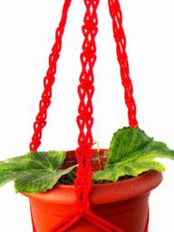 Red Macrame Plant Hanger 20 Inches 3mm Mini Plant Holder Hanging Planter Wall Hanging Window Decoration Flower Pot Planter Pattern Gift Idea - thumbnail 1
